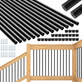 HTWAVE 101 Pack 26-inch round baluster in smooth aluminum for durable deck railings