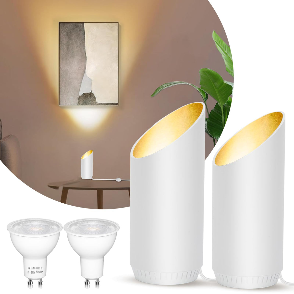 HUAEU up lights floor can light highlighting a plant with a focused 6W beam