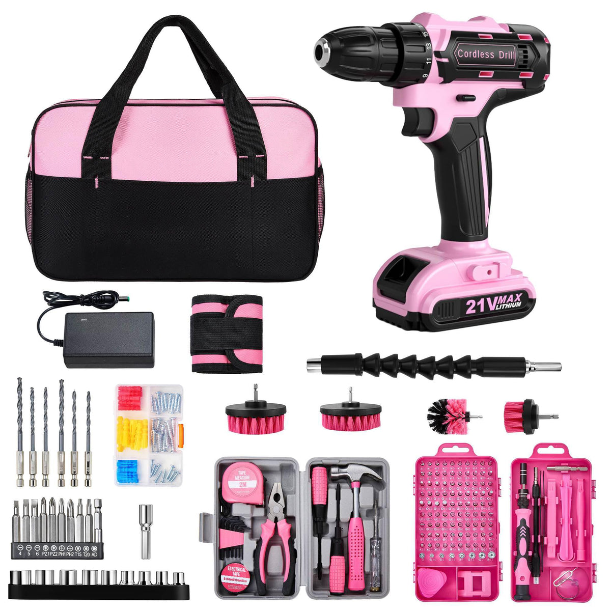 HUAKAYO cordless pink drill for light home repairs and DIY projects