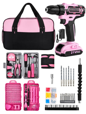 HUAKAYO pink 21V drill with 2.0Ah battery for versatile home projects.