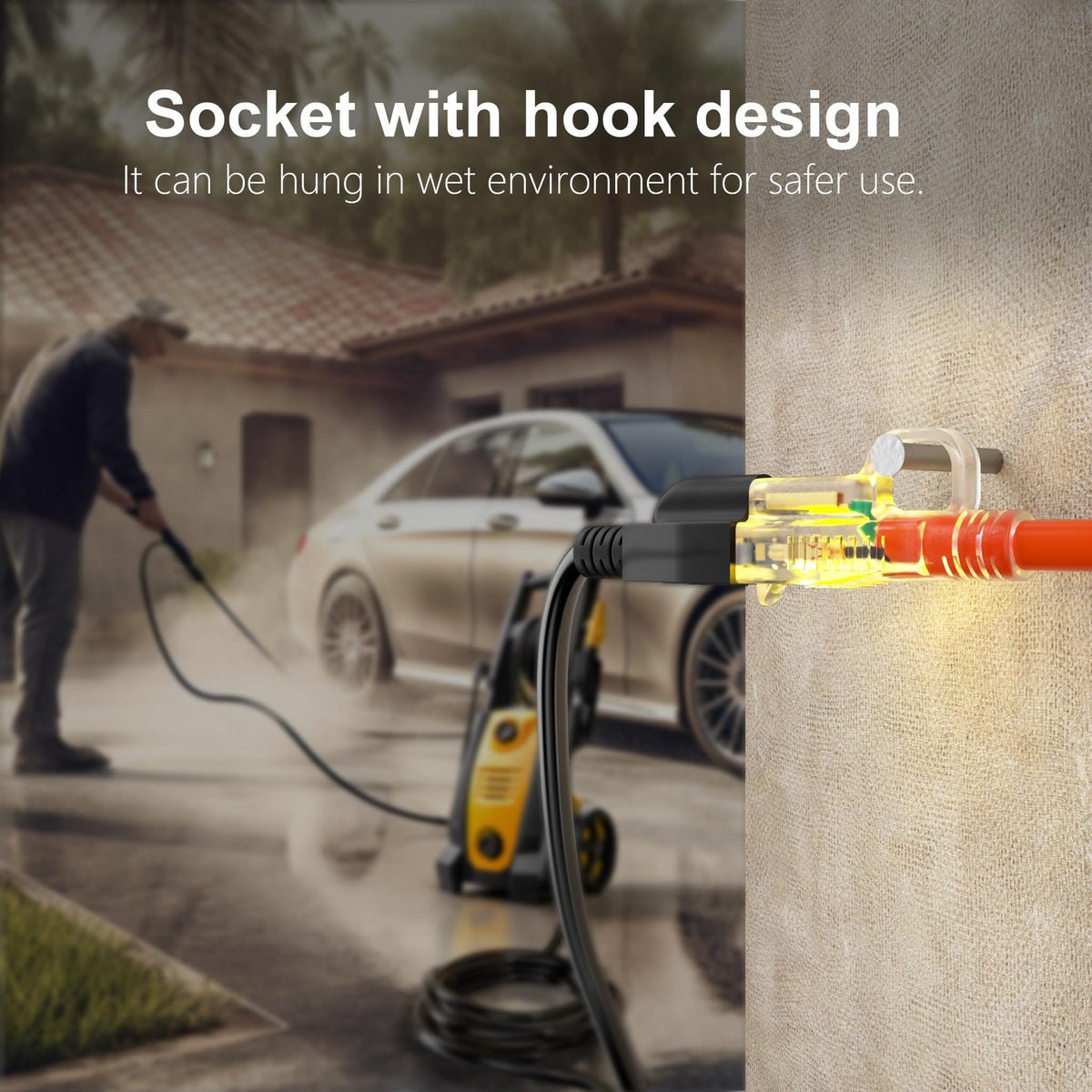 HUANCHAIN 12AWG SJTW orange cord provides high visibility and reliable power outdoors.