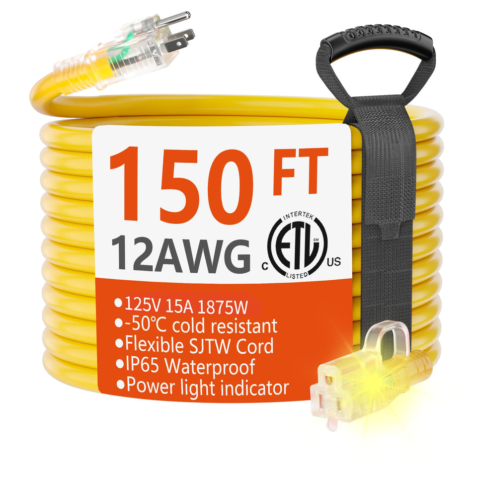 HUANCHAIN 150 ft extension cord with lighted end for outdoor use