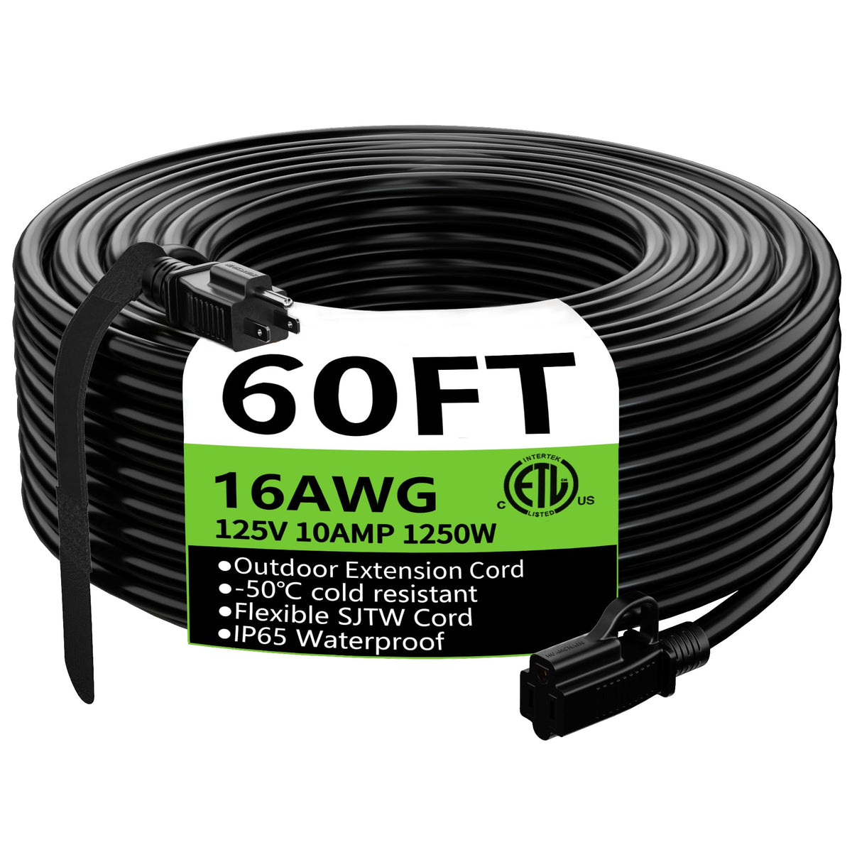 HUANCHAIN 60ft extension cord outdoors provides reliable power for long setups.