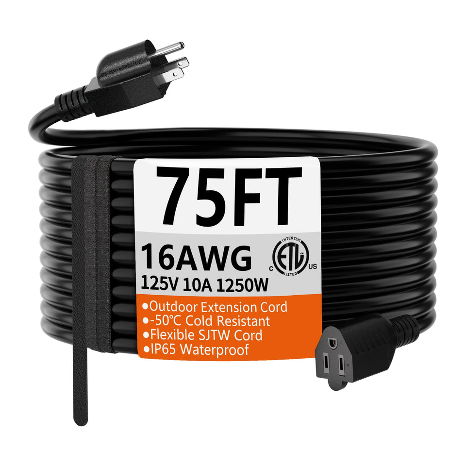 HUANCHAIN 75 ft outdoor extension cord with weatherproof design for heavy-duty tools.