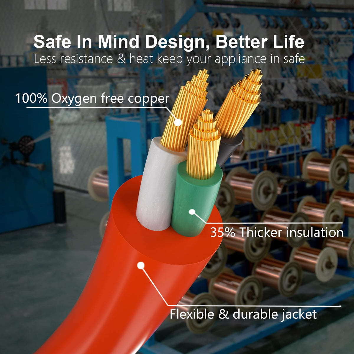 HUANCHAIN flame-resistant jacket extension cord offers durable weather resistance.