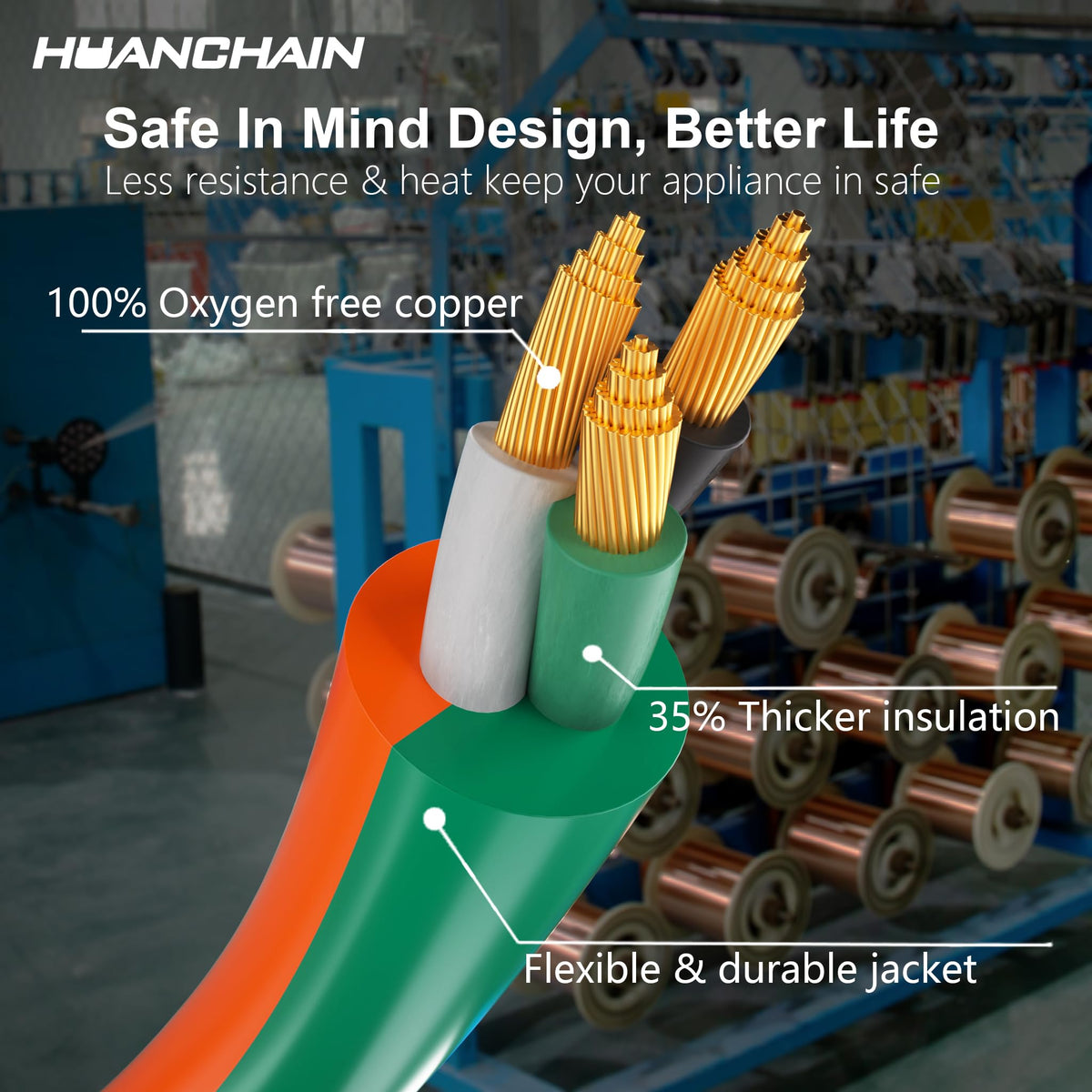 HUANCHAIN weatherproof jacket protects conductors in rain and snow.