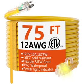 Huanchain outdoor extension cord with lighted end for quick power status visibility