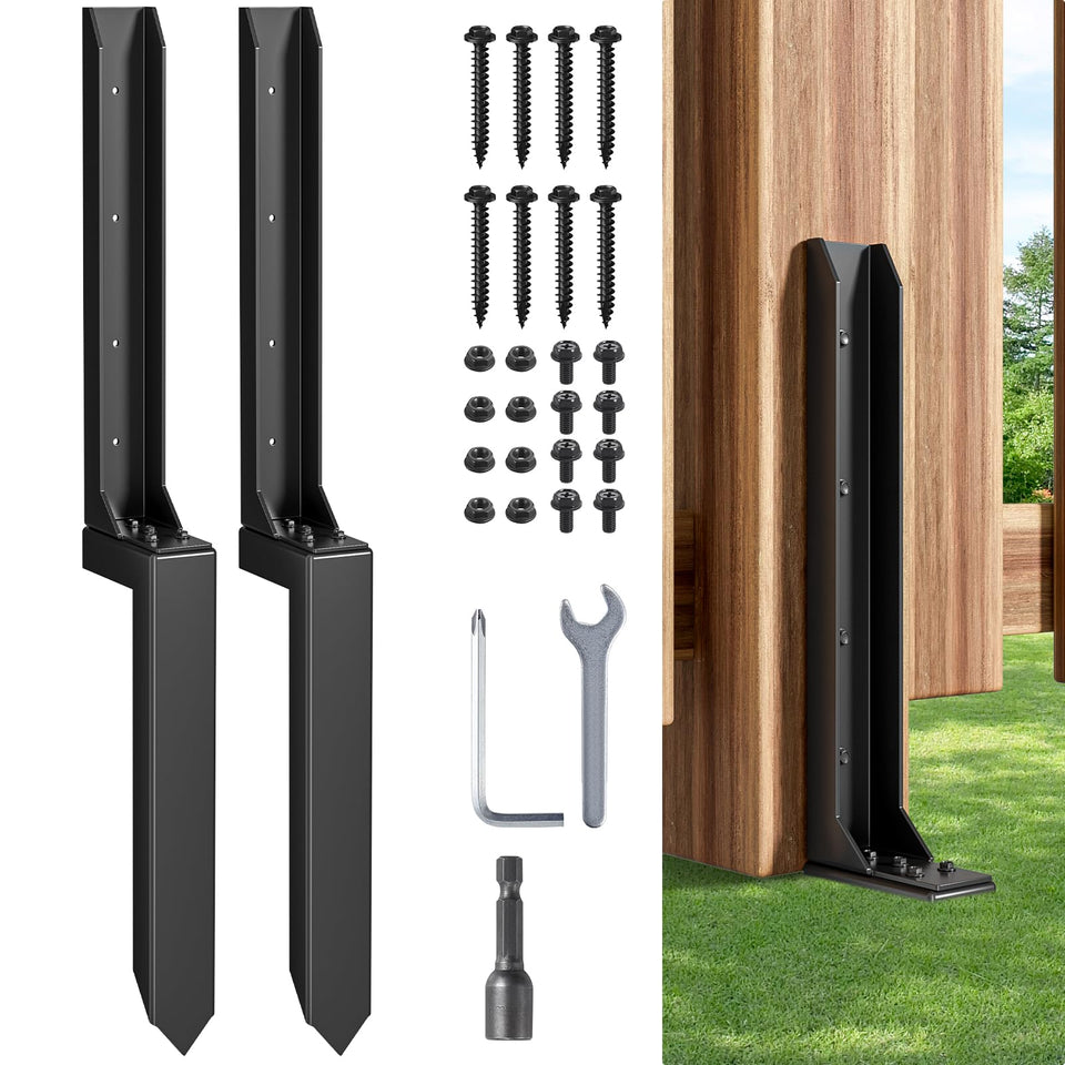 HuaSheWJ fence post repair kit side view shows rugged steel anchor for stability