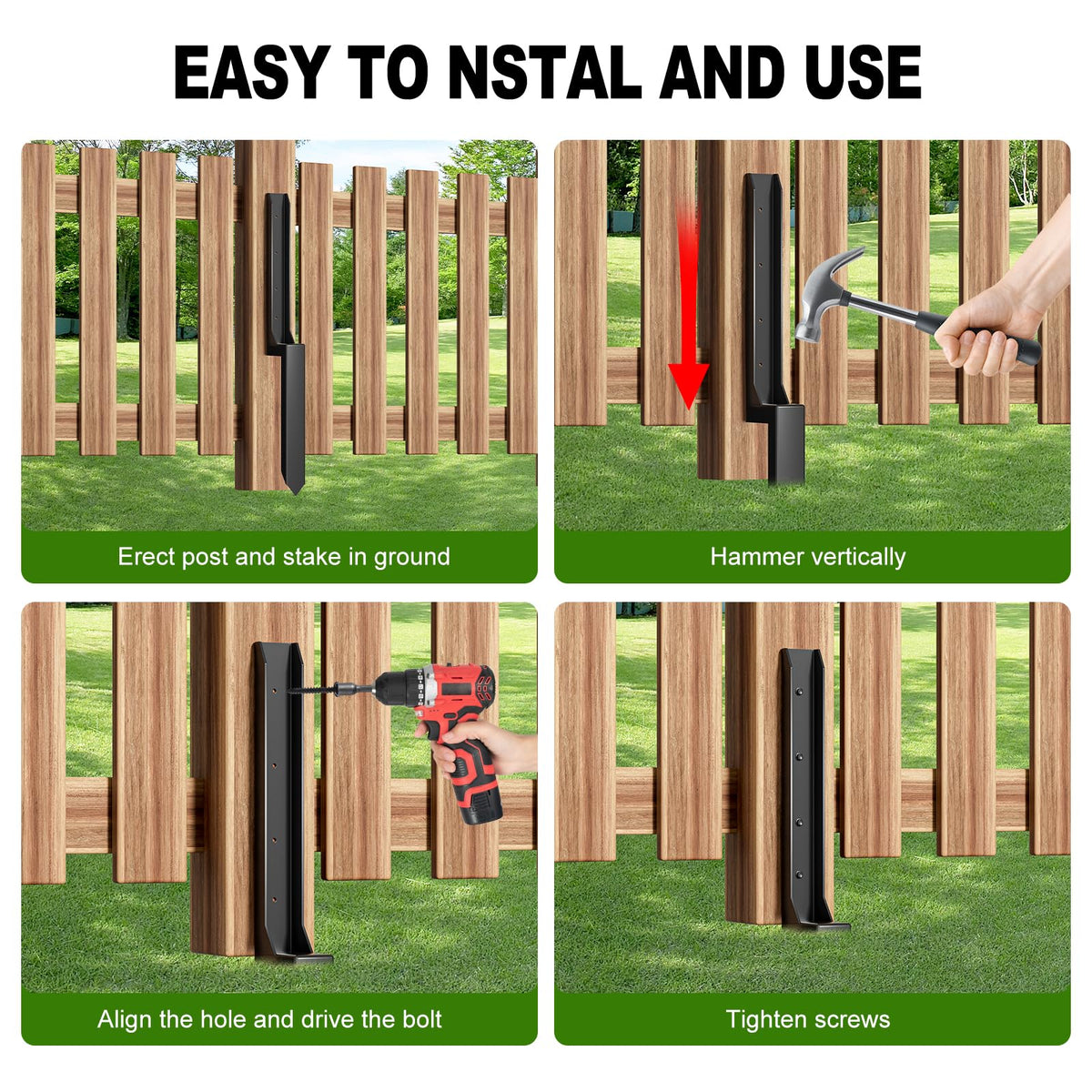 Outdoor setup showing HuaSheWJ posts supporting mailbox and deck structures.
