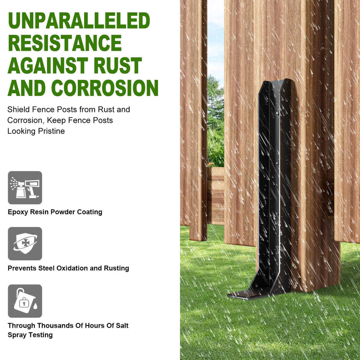 Neutral metallic finish of HuaSheWJ blends with landscapes while reinforcing posts.