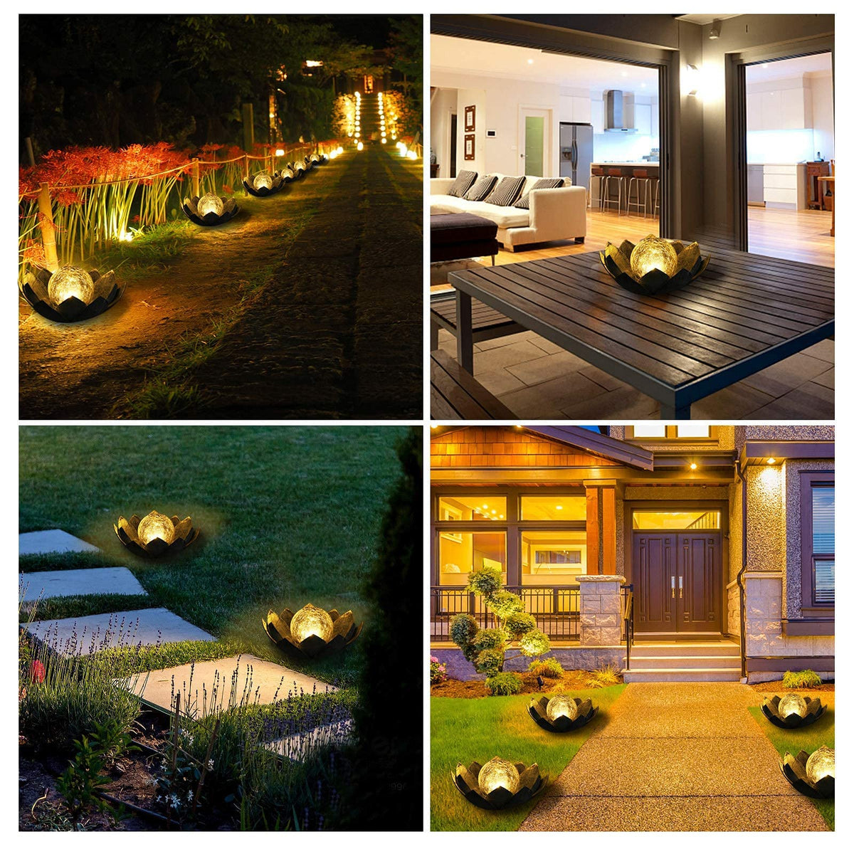 Huaxu garden path light with lotus glow along a walkway