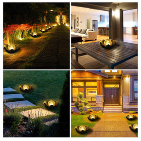 Huaxu garden path light with lotus glow along a walkway