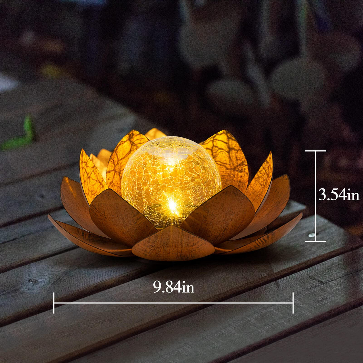Huaxu Lotus Garden Light closeup cracked-glass highlights durable design.