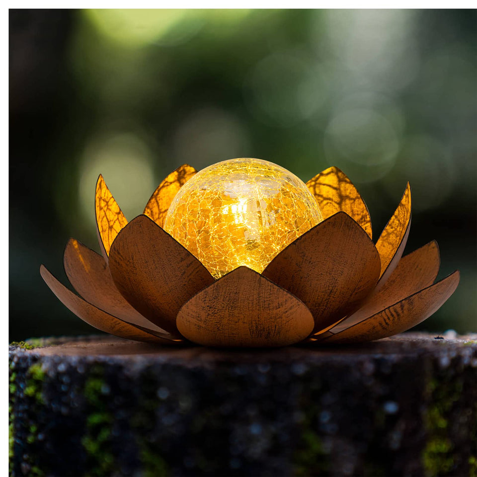 Huaxu Lotus Garden Light dayview adds elegant daytime decor for porch and patio.
