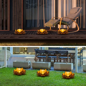 Huaxu Lotus Garden Light iron-frame construction ensures outdoor longevity.