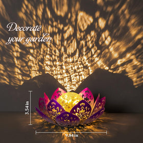 Huaxu purple lotus table lamp with 30 LEDs brightening a patio