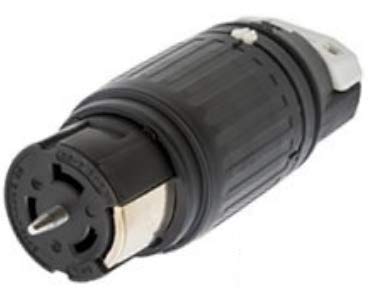 Hubbell CS8164C locking connector side view highlighting 3‑pole 4‑wire design.