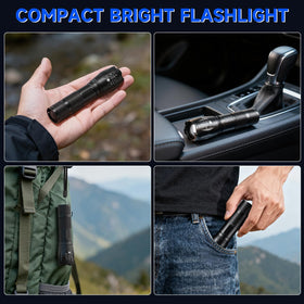 Huccbs compact aluminum body flashlight combines durability with weather resistance.