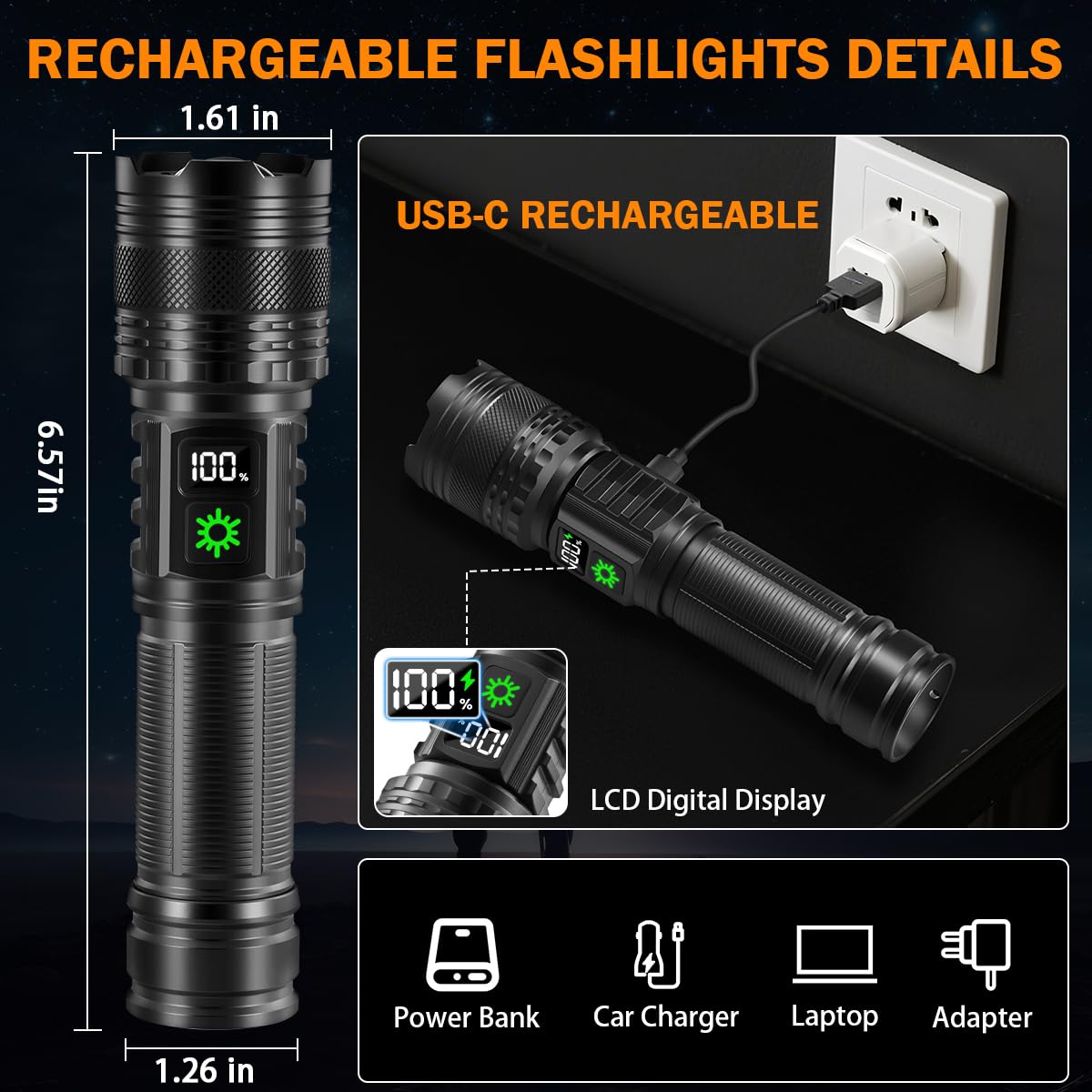 Huccbs flashlight zoom focus demonstrates adjustable spotlight