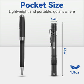 Huccbs PL9000 pen light with adjustable focus for spot or flood brightness outdoors.