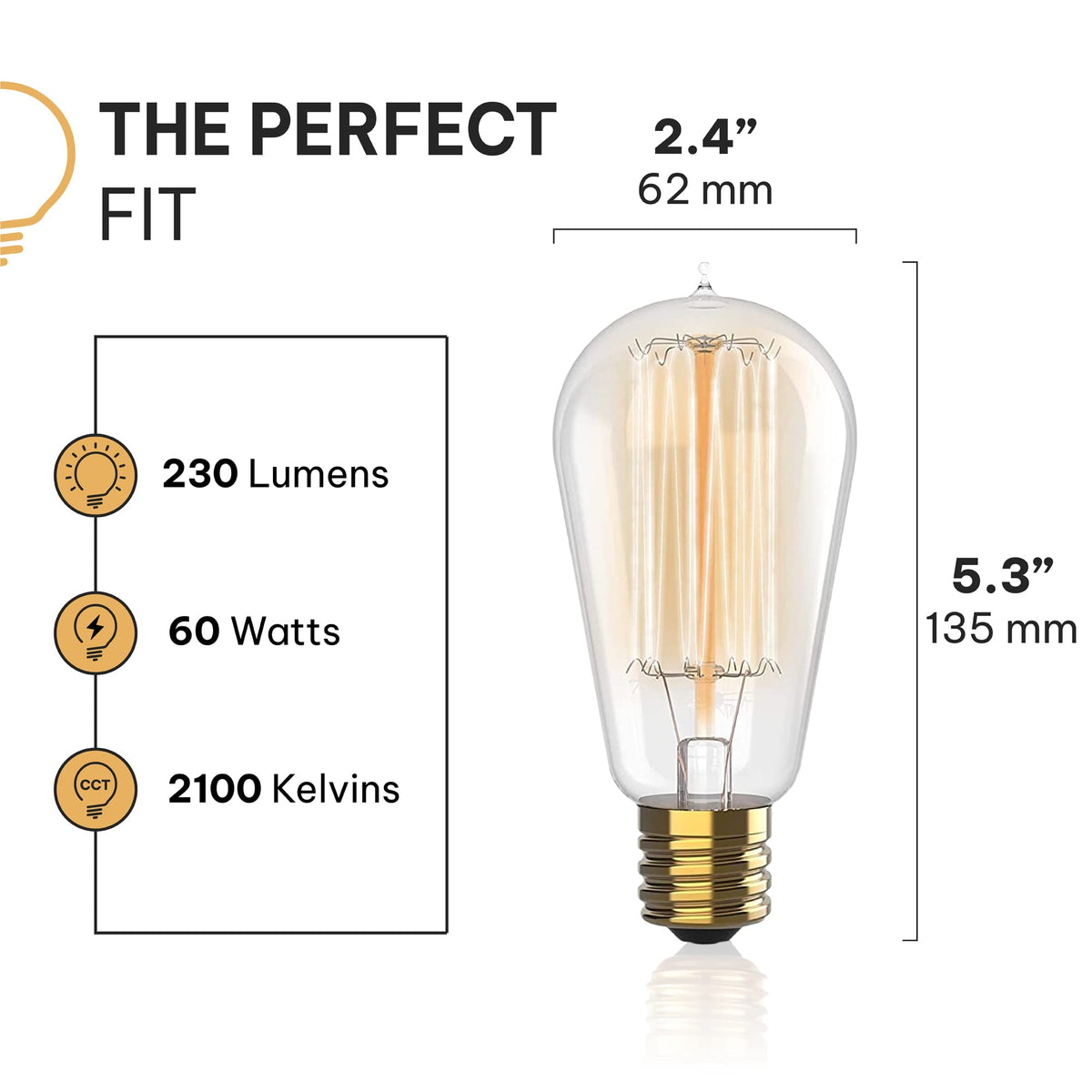 HUDSON BULB CO squirrel filament 60W glowing with nostalgic warmth