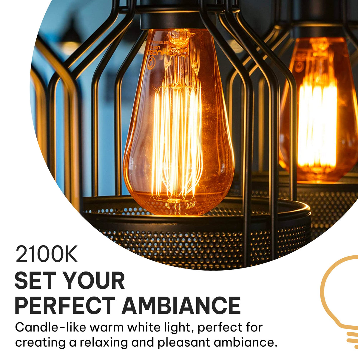Hudson Bulb Co tear drop design complements vintage fixtures with 2100K amber light.
