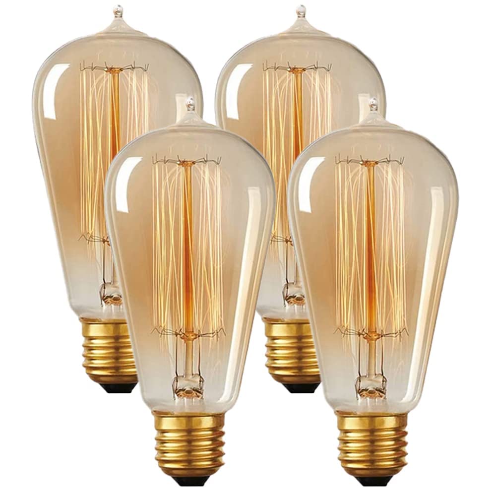 Hudson Bulb Co vintage Edison ST58 teardrop amber glow for warm mood lighting indoors.