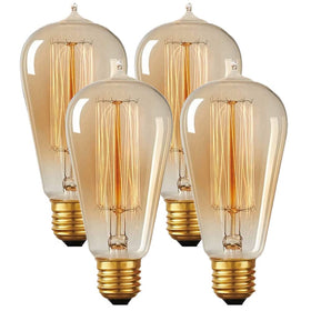 Hudson Bulb Co vintage Edison ST58 teardrop amber glow for warm mood lighting indoors.
