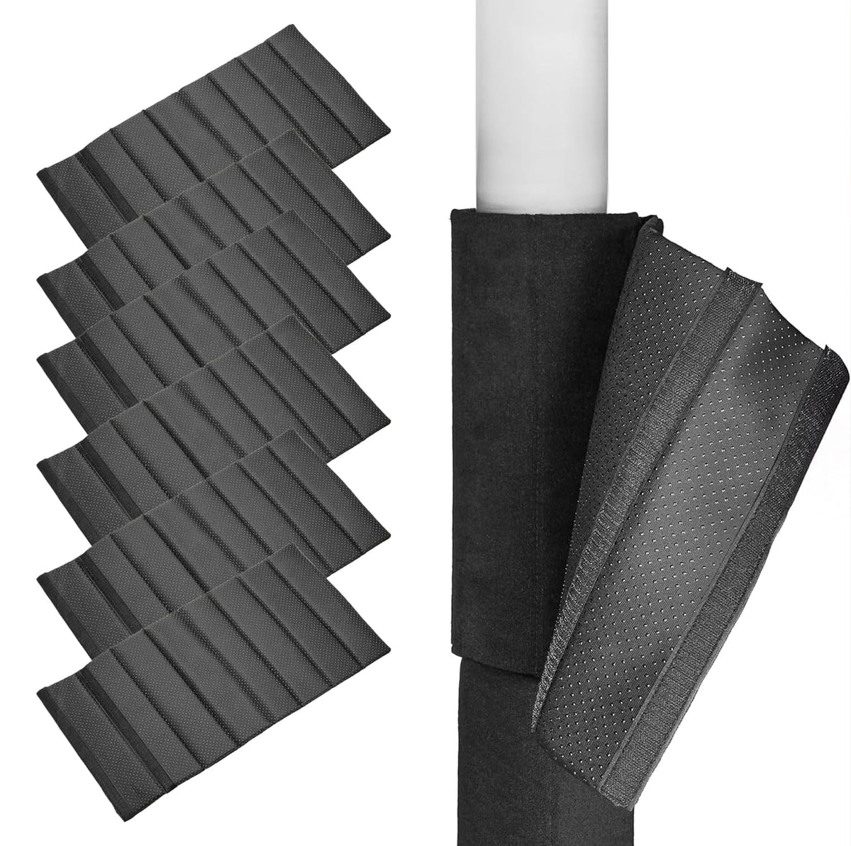 Hudson Comfort basement pole wrap on a pillar with anti-slip fabric for secure protection.