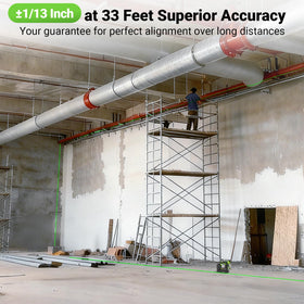 Huepar 360 laser level dual vertical planes aid room layout planning.
