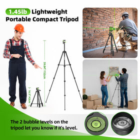 Huepar 60in aluminum tripod extended for versatile height measurements