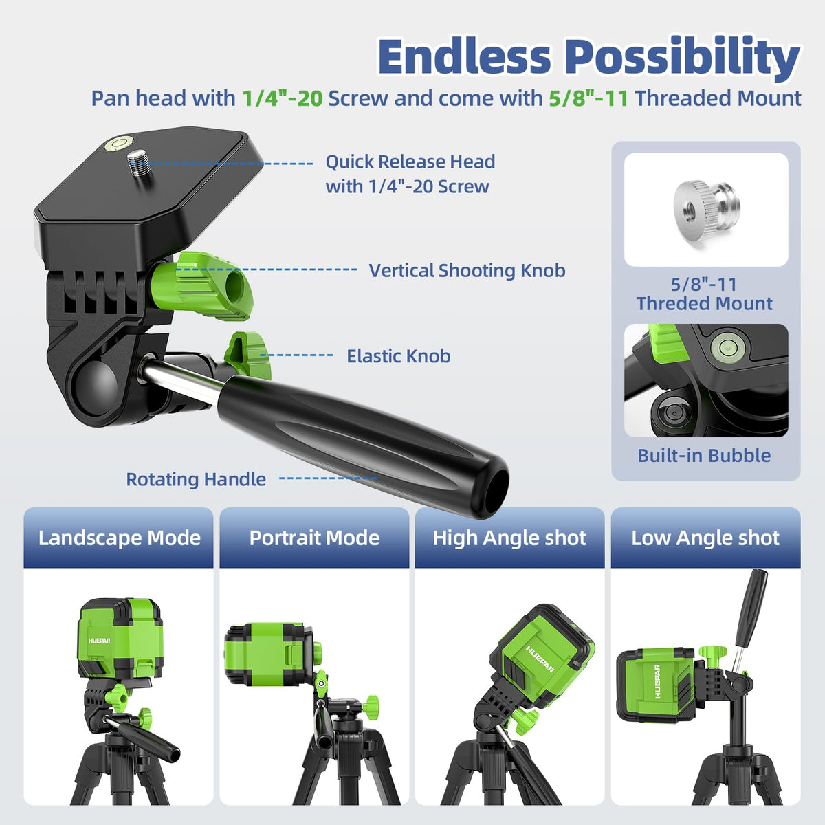 Huepar aluminum body delivers lightweight durability for indoor shoots