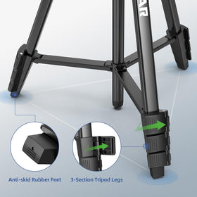 Huepar tripod with non-slip feet stabilizes indoor setups