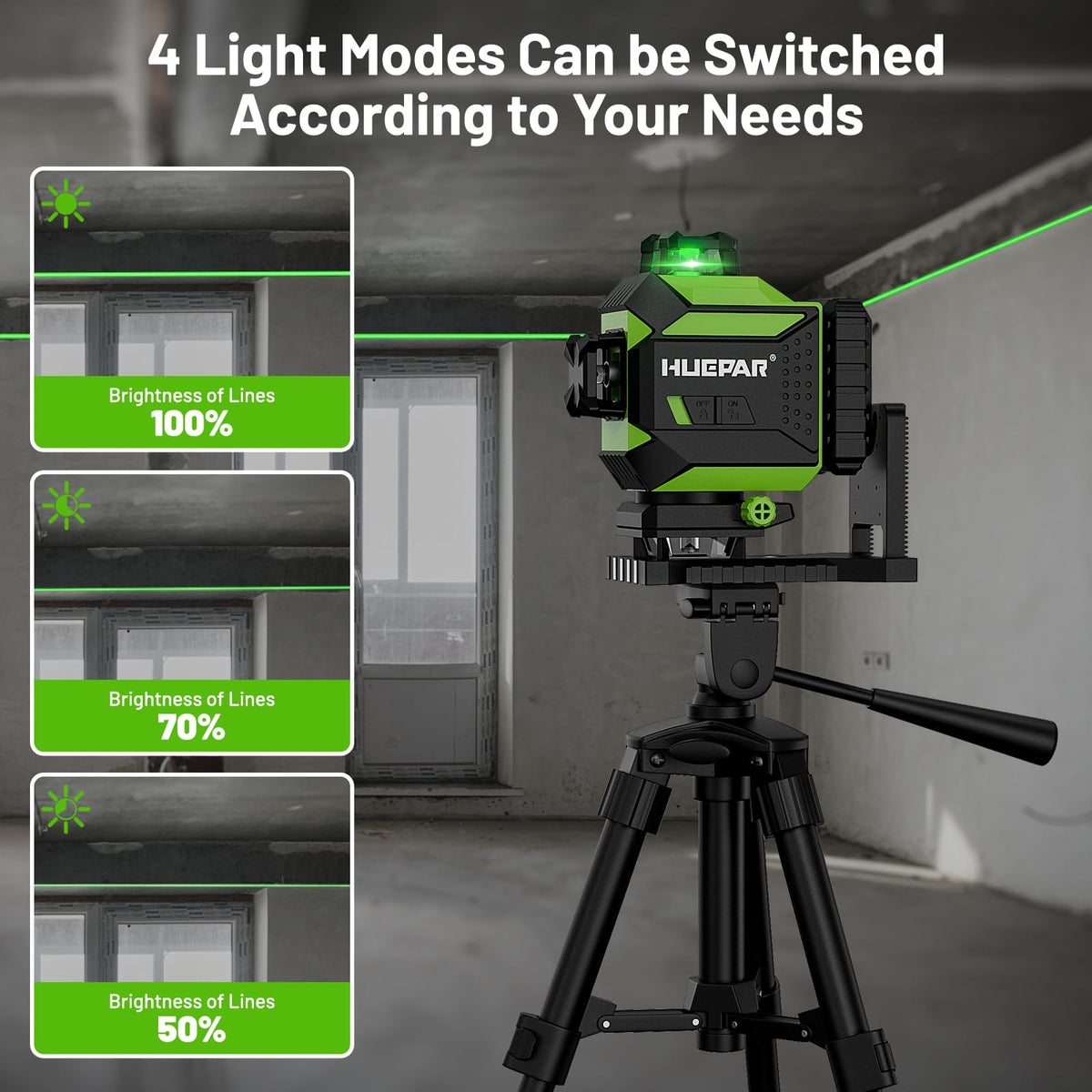 Huepar 704CG integrated magnetic bracket for quick mounting on metal surfaces.