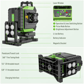 Huepar 704CG quick setup with HV buttons for individual line selection.
