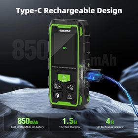 Huepar 9-mode measurement tool supports area, volume, and angle calculations.