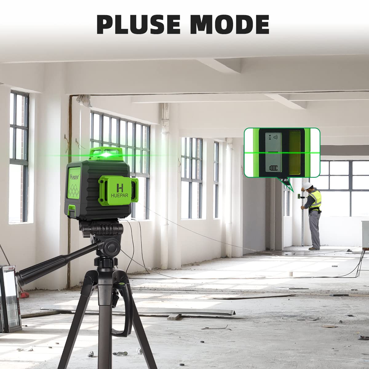 Huepar adjustable tripod head with 90 degree tilt for vertical alignment