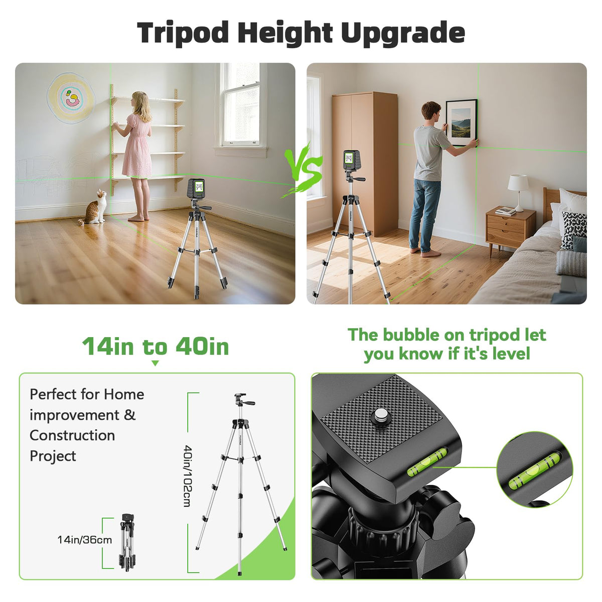 Huepar BOX-1G 150ft self-leveling laser projects accurate wall lines.