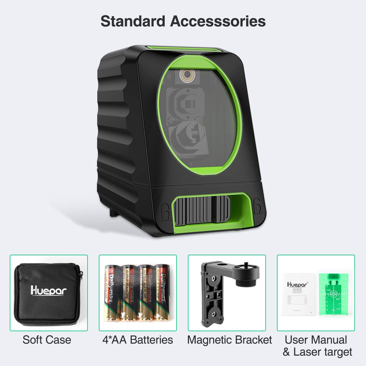 Huepar Box-1G rugged TPU housing withstands tough job-site use.