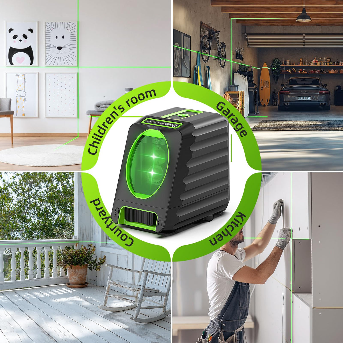 Huepar Box-1G includes batteries and carrying bag for on-site convenience.