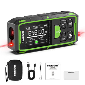 Huepar dual laser distance meter with 200 m range for quick site measurements