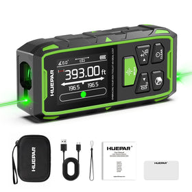 Huepar dual laser measuring tool front view for quick room measurements
