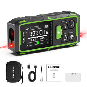 Huepar dual laser distance meter with clear display for quick layouts.