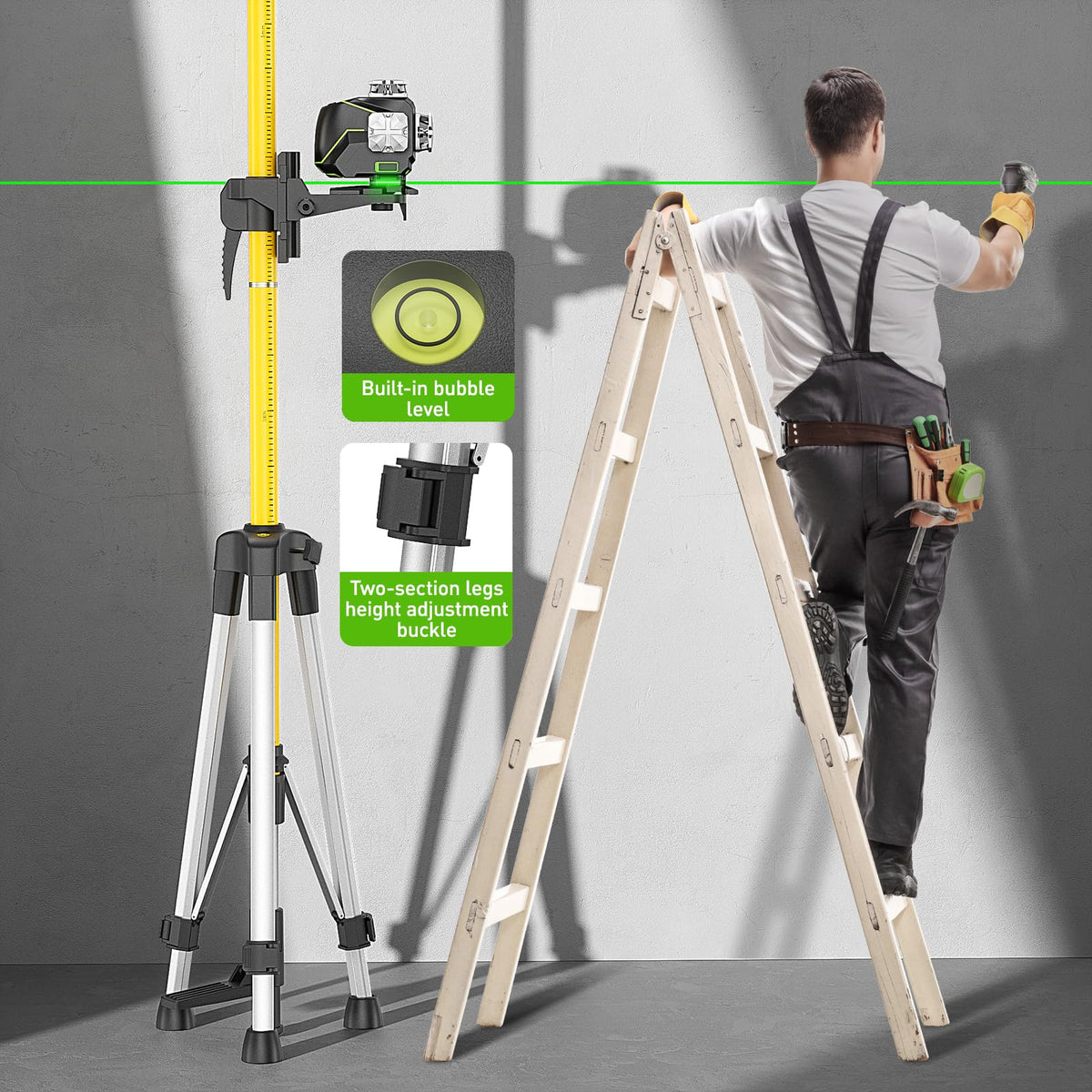Huepar LP36A mounting bracket with quick-fit threads for precise laser tool placement.