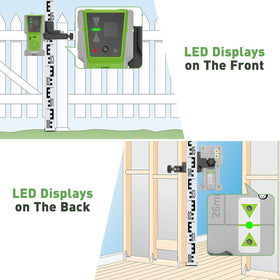 Huepar LR-8RG supports green and red beams for versatile use.