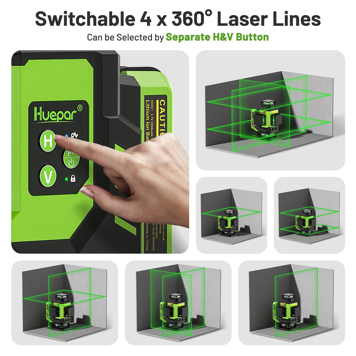 Huepar LS04CG vertical cross lines form precise 90-degree corners