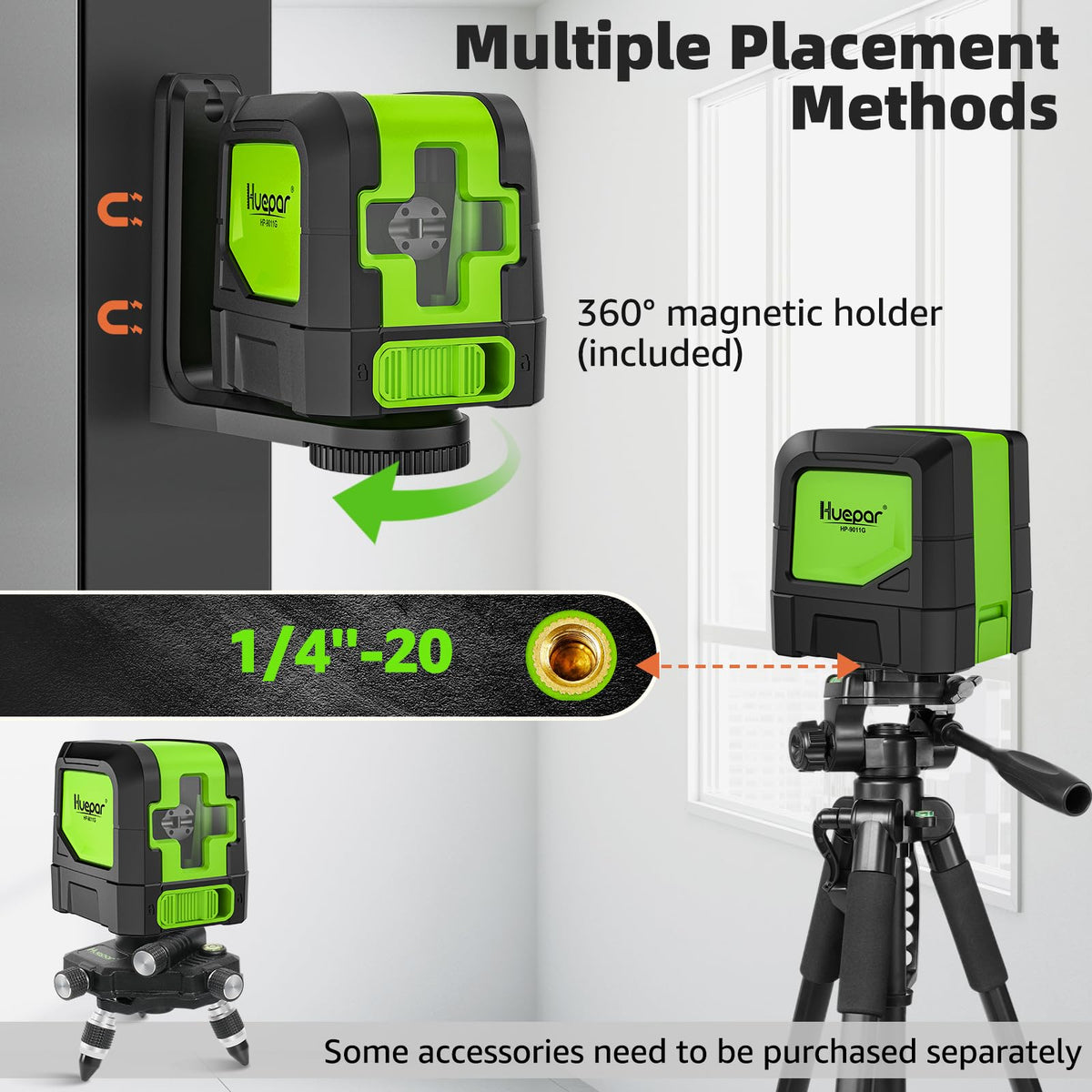 Huepar M-9011G AA batteries included for convenient power