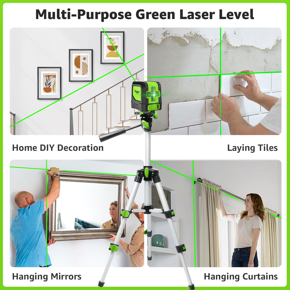 Huepar M-9011G tripod mount compatibility supports elevated setups