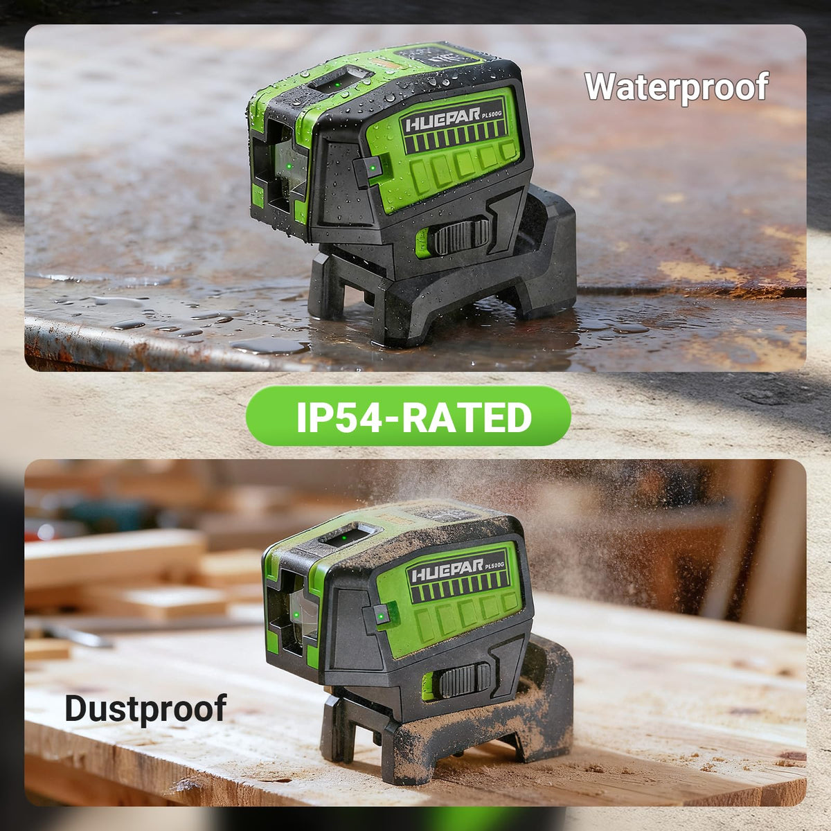 Huepar PL500G AA batteries included for cordless use