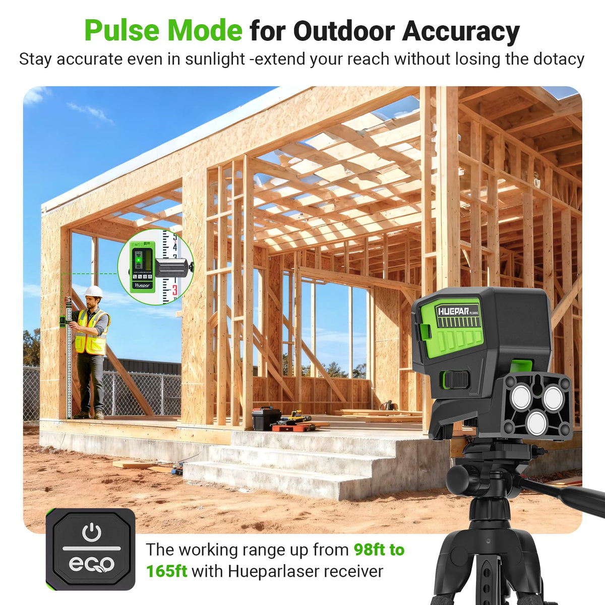 Huepar PL500G self-leveling pendulum enables quick setup